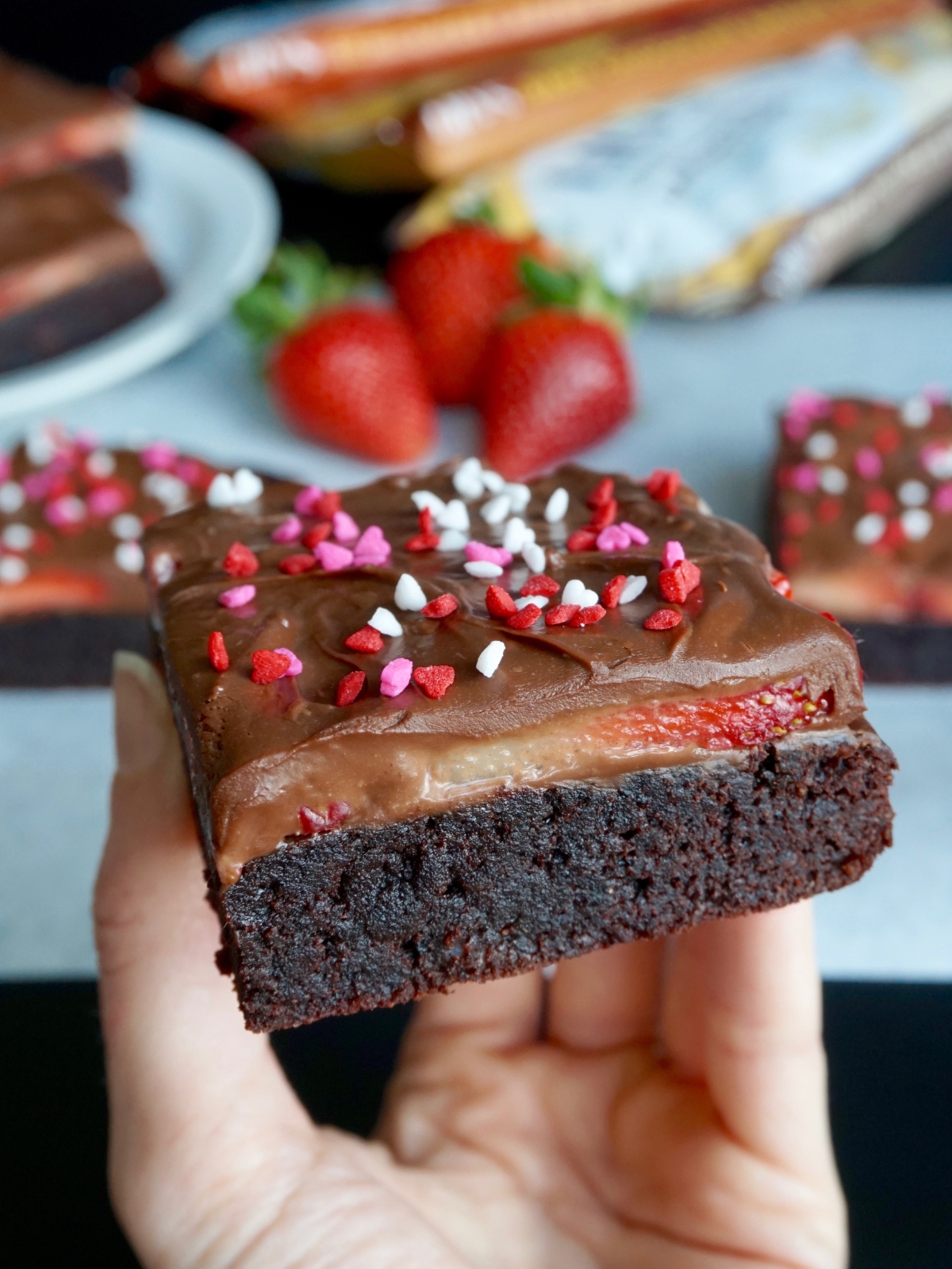 keto chocolate covered strawberry brownies