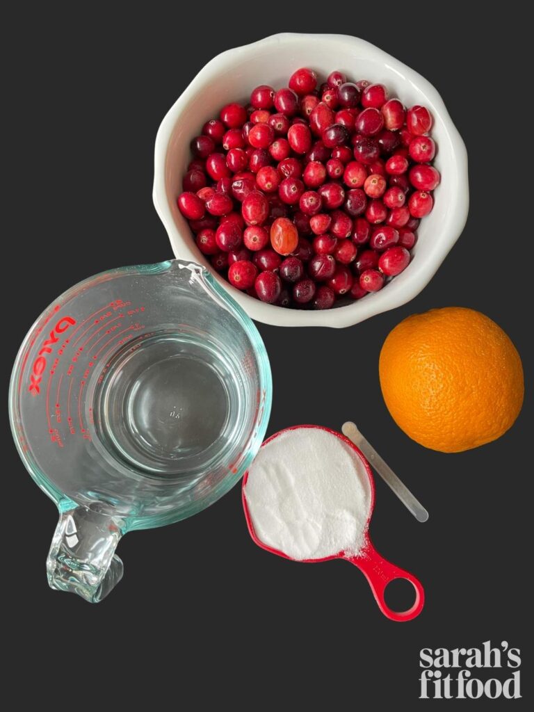 sugar free cranberry sauce ingredients - water, cranberries, orange, sweeteners