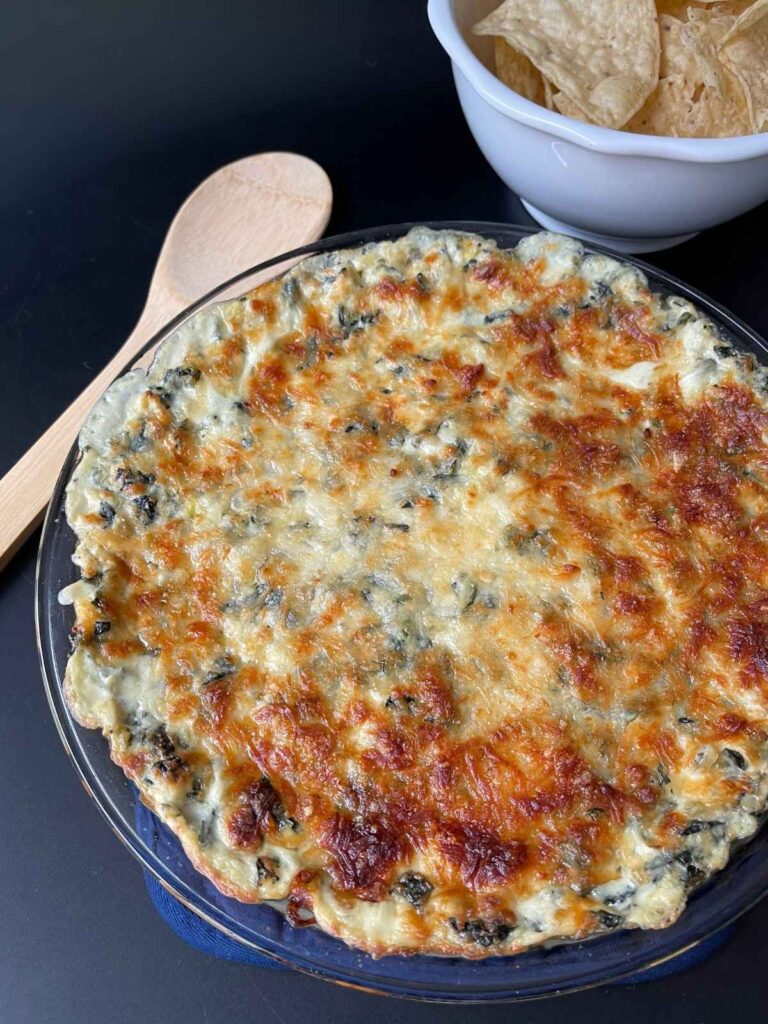 healthy spinach artichoke dip after baking